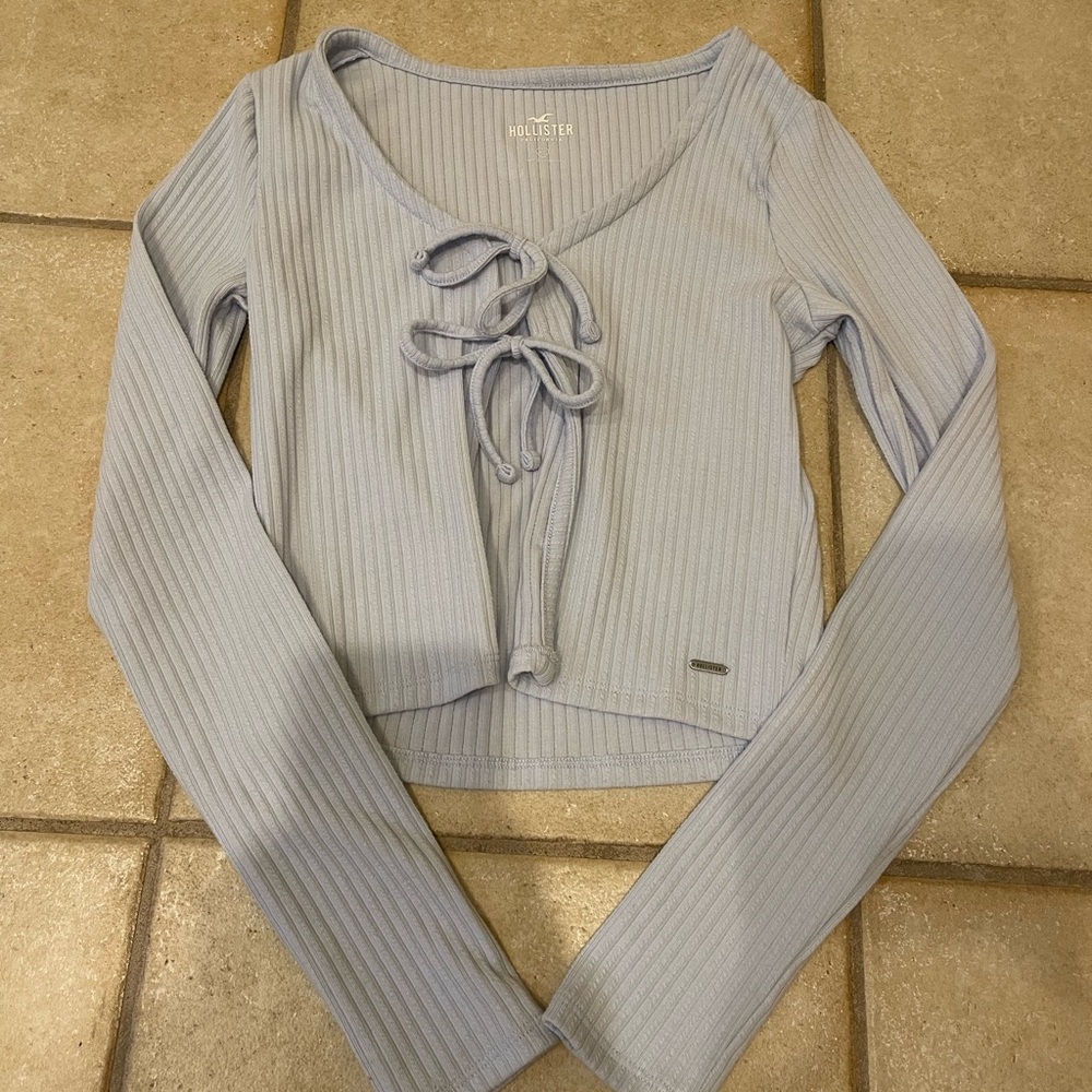 Hollister light blue front tie cardigan